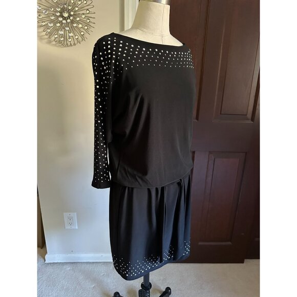 WHITE HOUSE BLACK MARKET BLACK EMBELLISHED CRYSTALS COCKTAIL DRESS XS - Picture 1 of 5